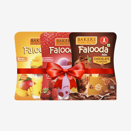 BAKERS Falooda Mix Powder STR, MANGO, CHOCO Flavour Pack of 3 (200 gm ) - Pluugin Store