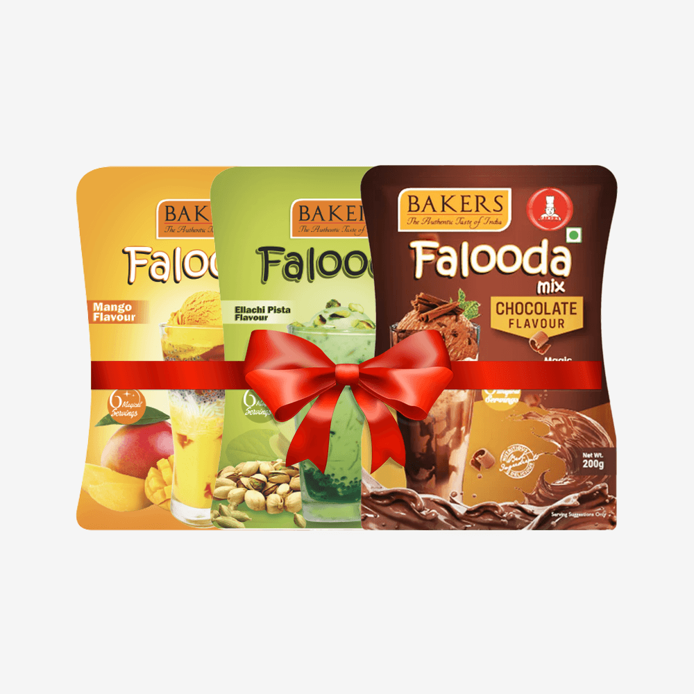 BAKERS Falooda Mix Powder MANGO, ELAICHI PISTA, CHOCO Flavour Pack of 3 (200 gm ) - Pluugin Store