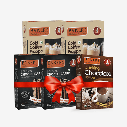 BAKERS 2 Belgian Frappe + 2 Cold Coffee + 1 Drinking Choco Powder Pack of 5 100gm - Pluugin Store