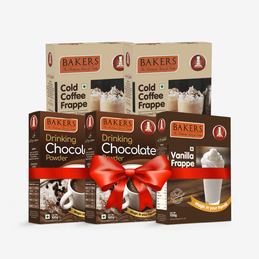 BAKERS 2 Drinking Choco + 2 Cold Coffee + 1 Vanilla Frappe Powder Pack of 5 100gm - Pluugin Store