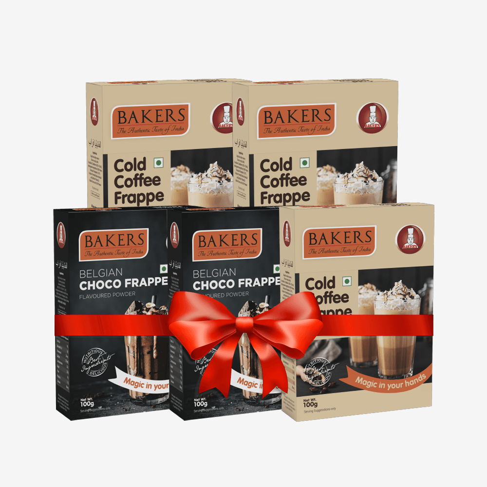 BAKERS 2 Belgian Frappe + 2 Cold Coffee +1 Vanilla Frappe Powder Pack of 5 100gm - Pluugin Store