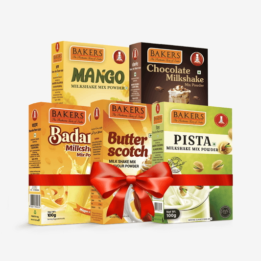 BAKERS Milkshake Mix Powder Pack of 5 MANGO + PISTA + CHOCOLATE + BUTTERSCOTCH + BADAM - Pluugin Store