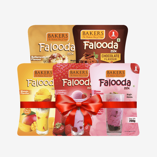 BAKERS Falooda Mix Powder STR, ROSE, MANGO, B/S, CHOCO Pack of 5 (200 gm) - Pluugin Store