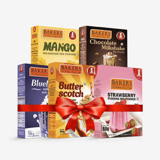 BAKERS Milkshake Mix Powder Pack of 5 STRAWBERRY + MANGO + CHOCOLATE + BUTTERSCOTCH + BLUEBERRY - Pluugin Store
