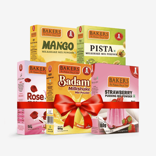 BAKERS Milkshake Mix Powder Pack of 5 STRAWBERRY + MANGO + PISTA + BADAM + ROSE - Pluugin Store