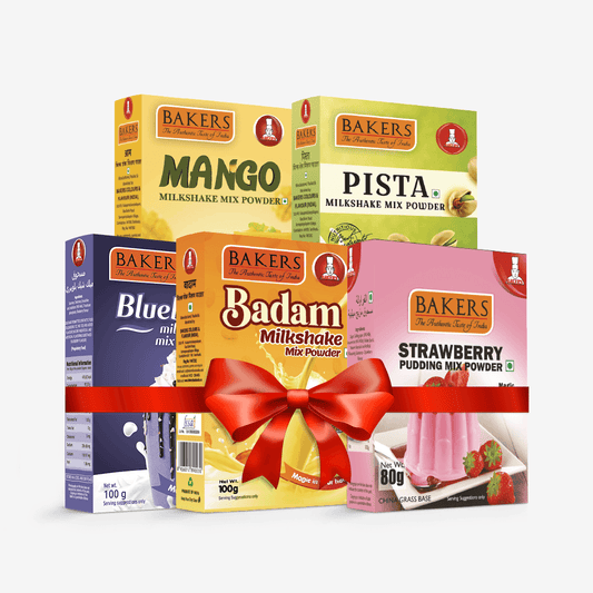 BAKERS Milkshake Mix Powder Pack of 5 STRAWBERRY + MANGO + PISTA + BADAM + BLUEBERRY - Pluugin Store