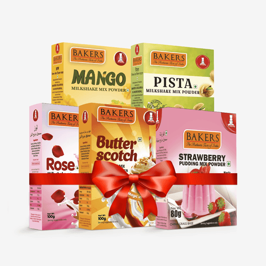 BAKERS Milkshake Mix Powder Pack of 5 STRAWBERRY + MANGO + PISTA + BUTTERSCOTCH + ROSE - Pluugin Store