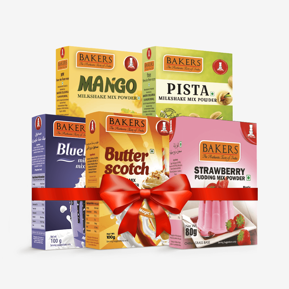 BAKERS Milkshake Mix Powder Pack of 5 STRAWBERRY + MANGO + PISTA + BUTTERSCOTCH + BLUEBERRY - Pluugin Store
