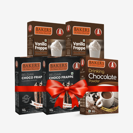 BAKERS 2 Belgian Frappe + 2 Vanilla Frappe + 1 Drinking Choco Powder Pack of 5 100gm - Pluugin Store