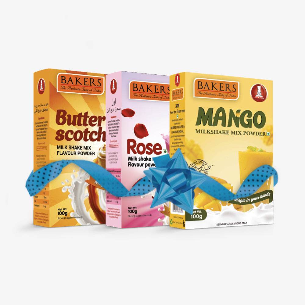 BAKERS Milkshake Mix Powder Rose + Mango + Butterscotch Flavour Pack of 3 (100 gm x 3) - Pluugin Store