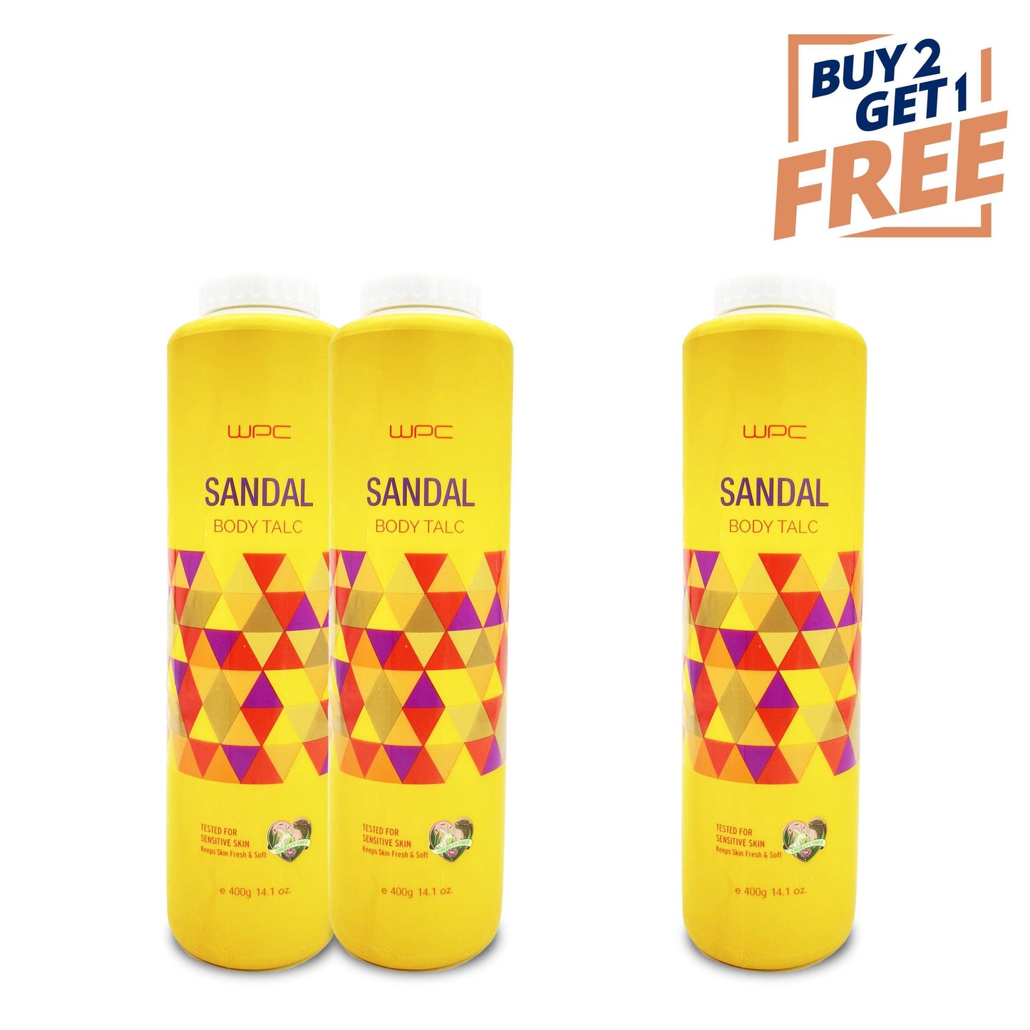 WPC Sandal Body Talc & Soft 400 gm (400 gm x 2 + 200 gm x 1 FREE) - Pluugin Store