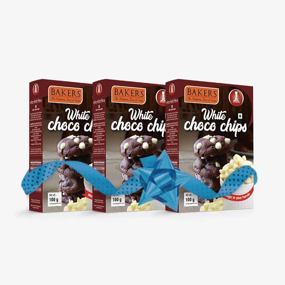 BAKERS White Choco Chips 100% Veg Pack of 3 (100 gm x 3) - Pluugin Store