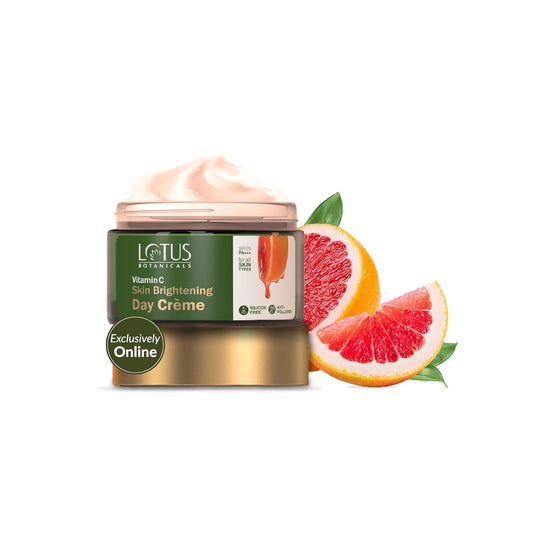 Lotus Botanicals Vitamin C Skin Brightening Day Cream | 100x Vitamin C | Glowing, Radiant and Bright Skin | Hydrating and Moisturising | Sun Protection with SPF 25 PA+++ | No Chemicals | 50g