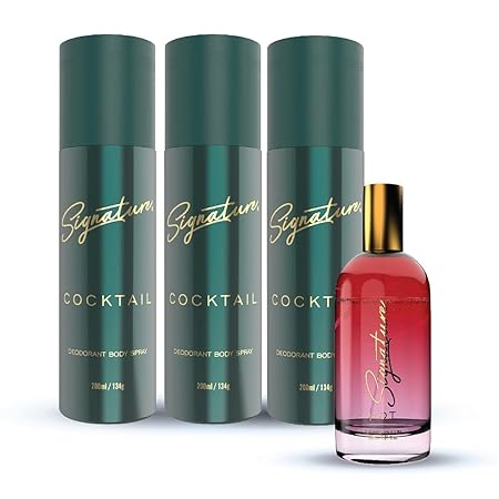 Signature Cocktail Deodorant Body Spray & FREE Hot Eau De Parfum for Men & Women Pack of 3 (200 ml x 3 + 30 ml) - Global Plugin