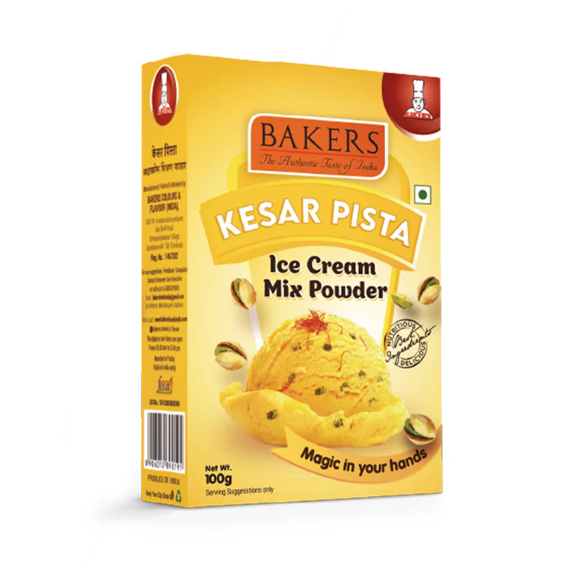 BAKERS Ice Cream Mix Powder 2 Strawberry +2 Mango + 1 Pineapple +2 Butterscotch +2 Kesar Pista Flavour (Pack of 9)