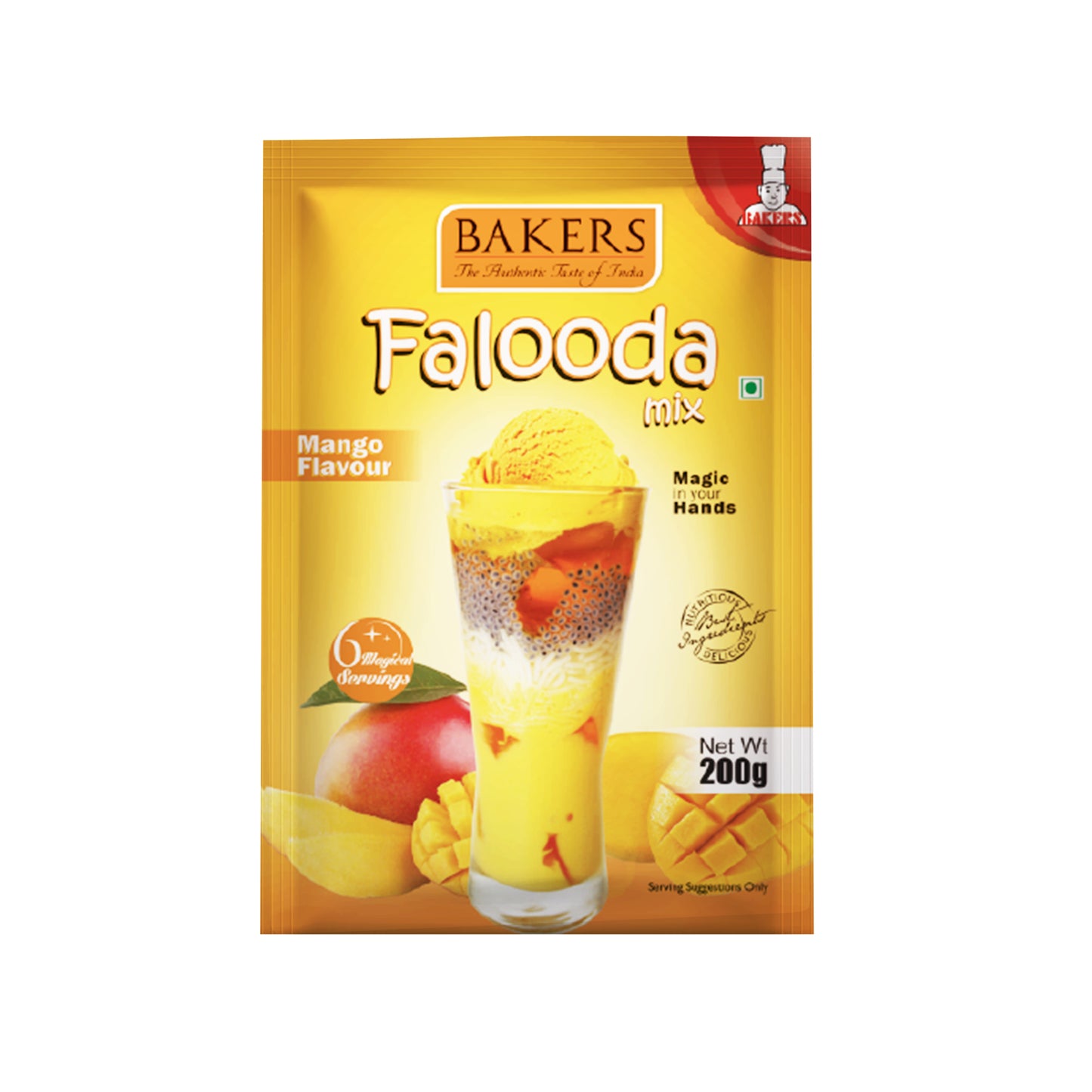 BAKERS Falooda Mix Powder Mango Flavour Pack of 3 (200 gm x 3) - Global Plugin