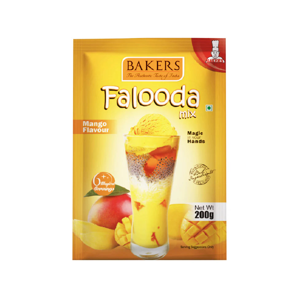 BAKERS Falooda Mix Powder STR, MANGO, ELAICHI PISTA, B/S, CHOCO  Pack of 5 (200 gm)