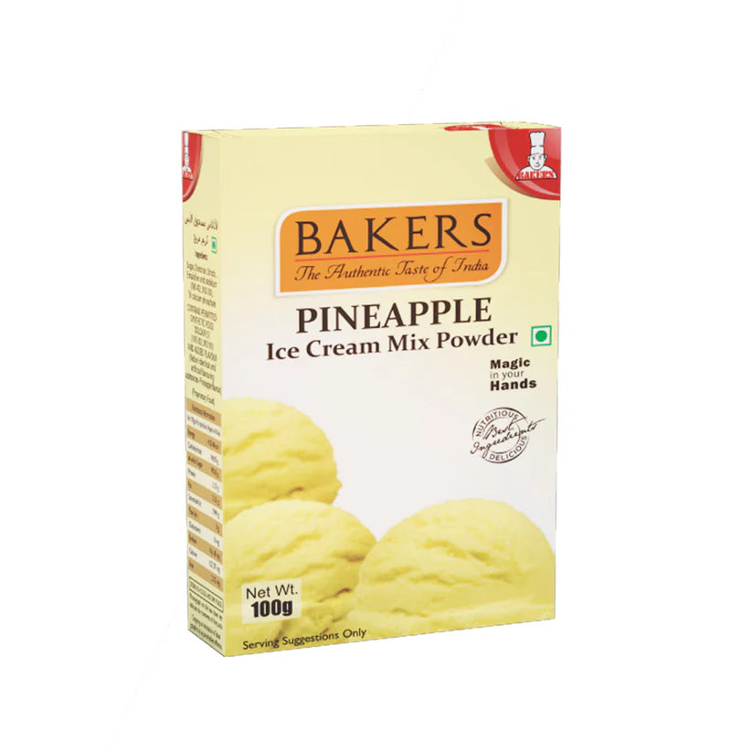 BAKERS Ice Cream Mix Powder 2 Strawberry +2 Mango + 1 Pineapple +2 Butterscotch +2 Kesar Pista Flavour (Pack of 9)