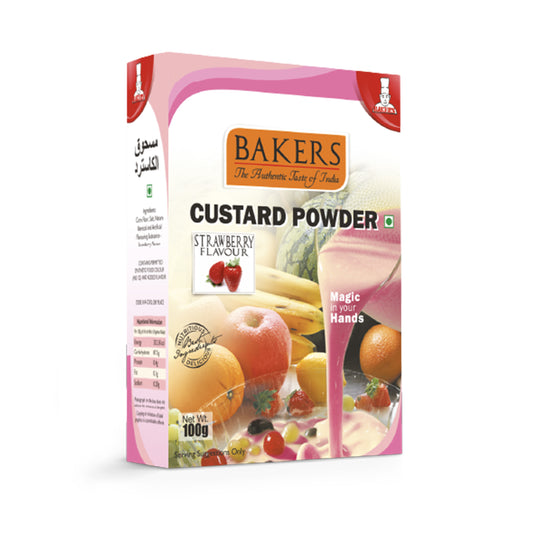 BAKERS Custard Powder Strawberry Flavour Pack of 3 (100 gm x 3) - Global Plugin