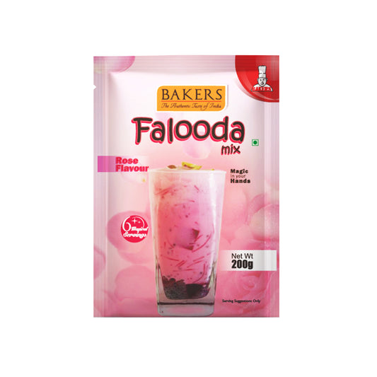 BAKERS Falooda Mix Powder Rose Flavour Pack of 3 (200 gm x 3) - Global Plugin