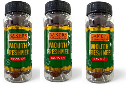BAKERS Paan Shots Pack of 3 Each 100 Grams – Instant Paan Flavor Candy, Mouth Freshener And Mukhwas, Refreshing Sweet Treat