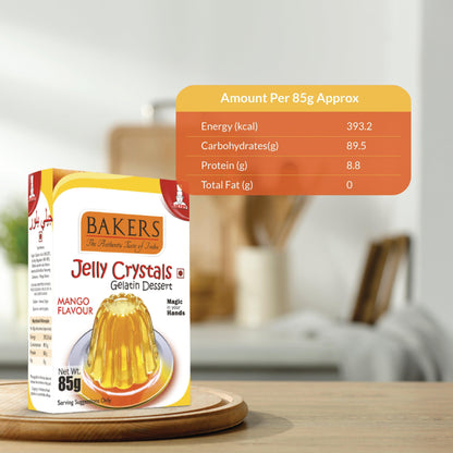 BAKERS Jelly Crystals (Gelatin Dessert) Mango Flavour Pack of 3 (85 gm x 3) - Global Plugin