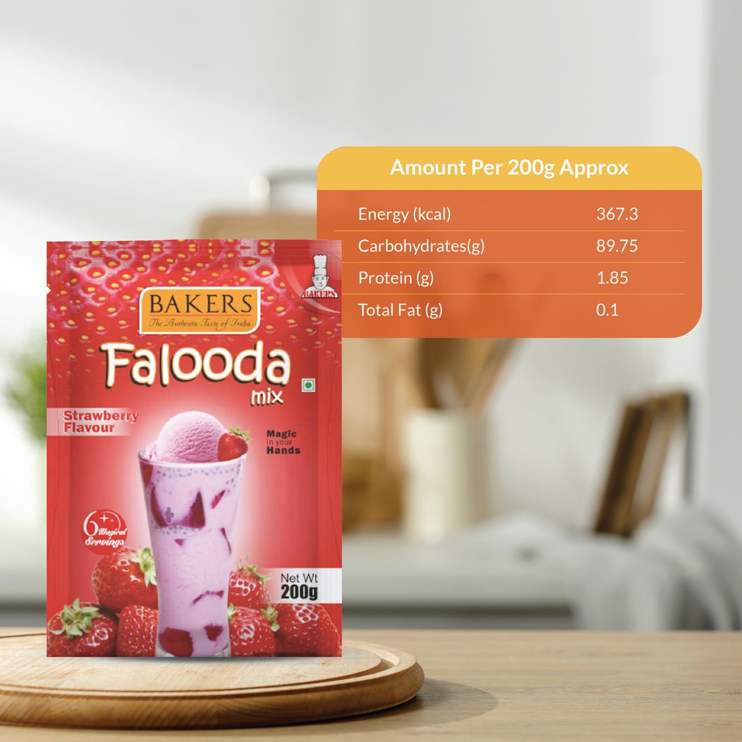 BAKERS Falooda Mix Powder Strawberry Flavour Pack of 3 (200 gm x 3) - Global Plugin