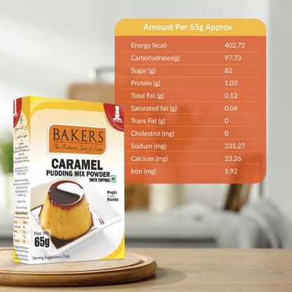 BAKERS Pudding Mix Powder Caramel Flavour Pack of 3 (65 gm x 3) - Global Plugin