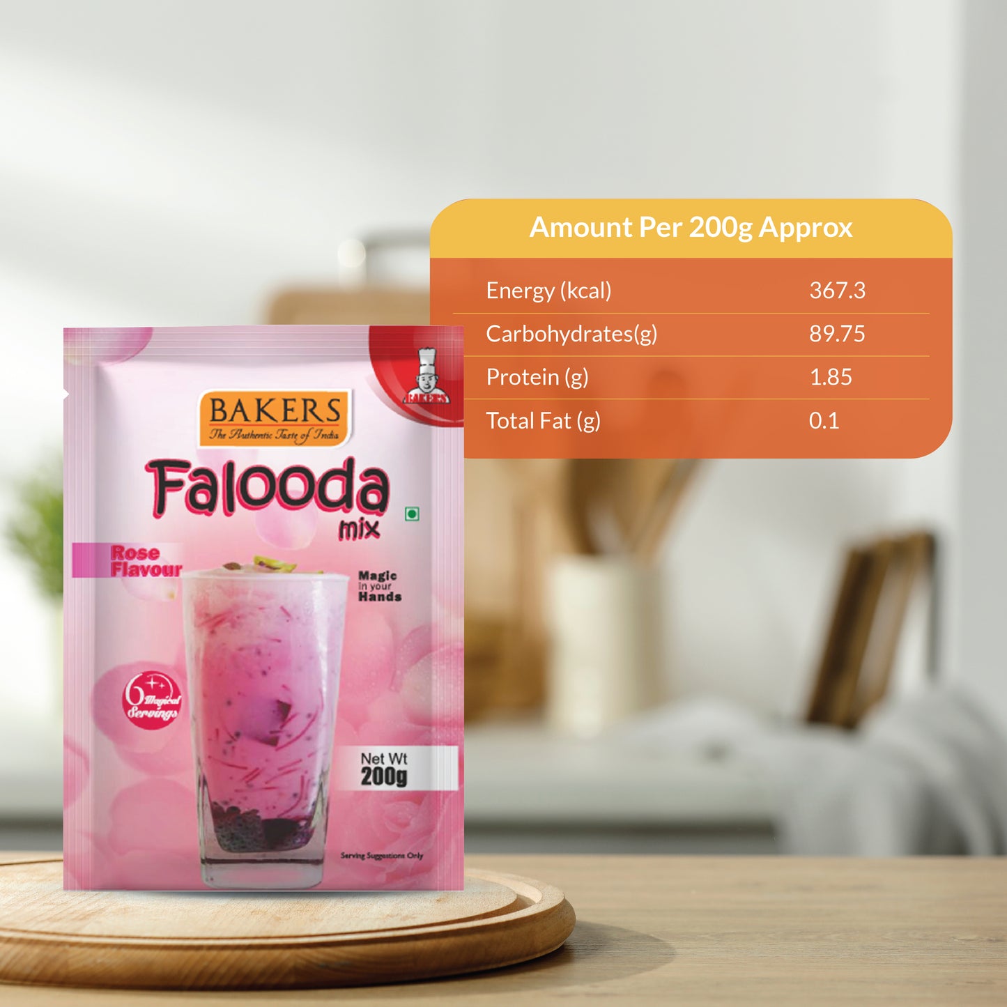 BAKERS Falooda Mix Powder Rose Flavour Pack of 3 (200 gm x 3) - Global Plugin