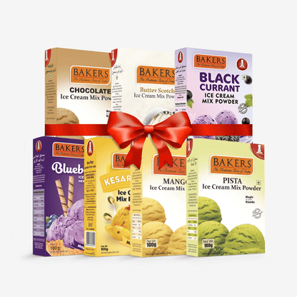 BAKERS Ice Cream Mix Powder - Black Currant + Blueberry + Butter Scotch + Chocolate + Kesar Pista + Pista + Mango Pack of 7 - Pluugin Store