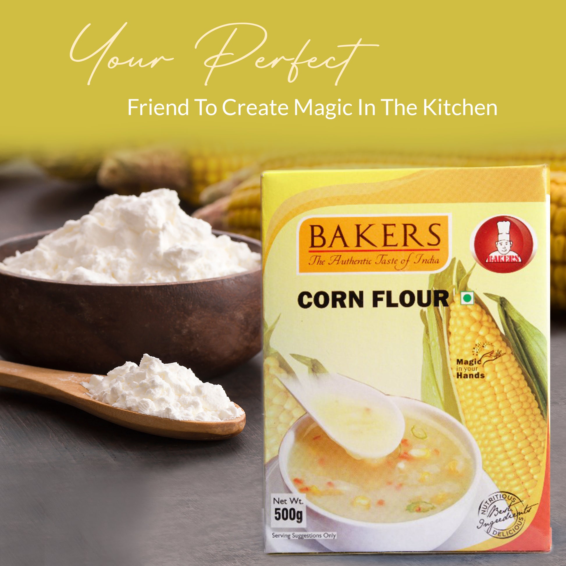 BAKERS Corn Flour Perfect For Cooking Pack of 3 (500 gm x 3) - Global Plugin