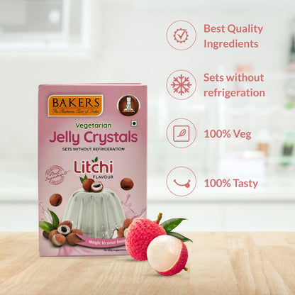 BAKERS Jelly Crystals Litchi Flavour  Pack of 3 (90 gm x 3)