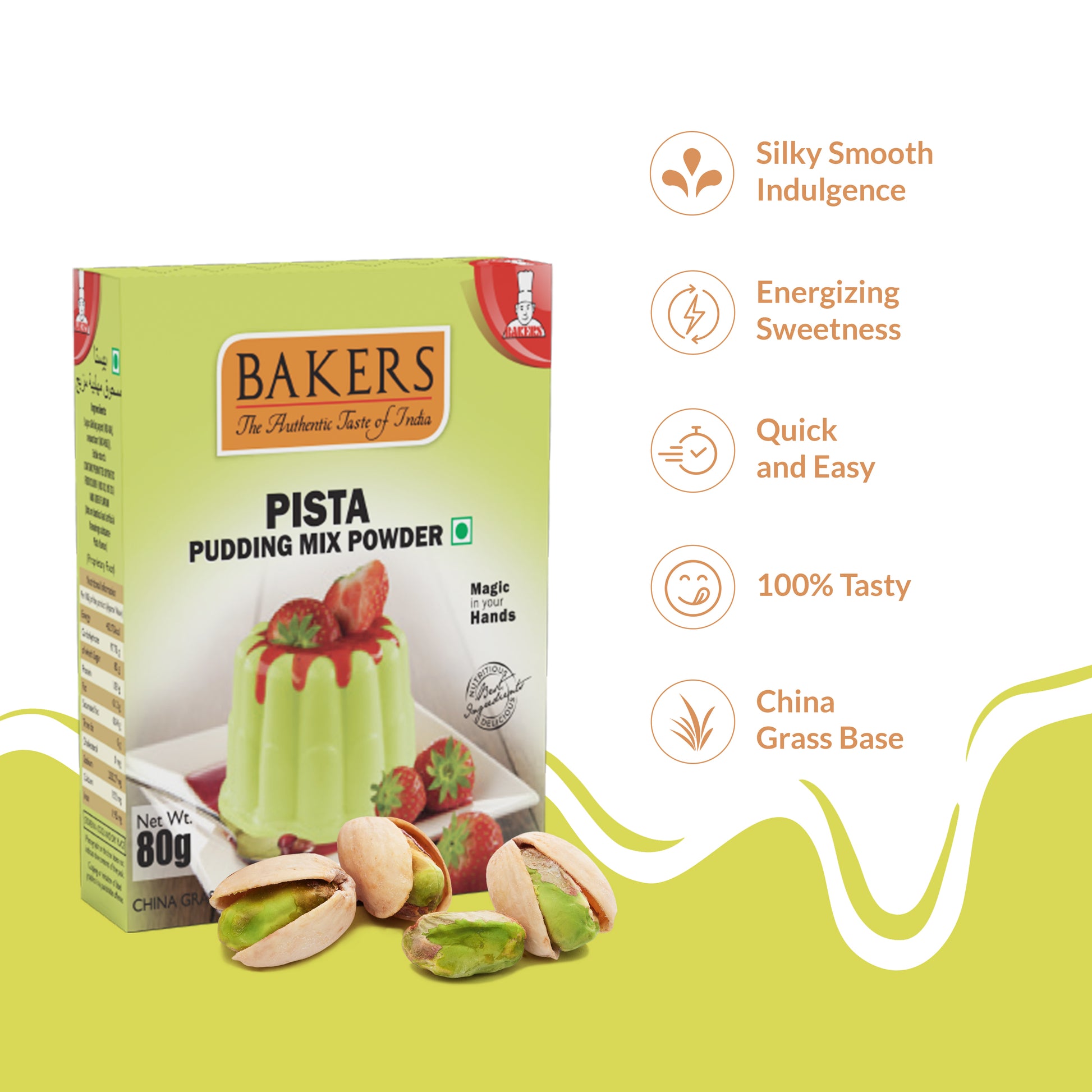 BAKERS Pudding Mix Powder Pista Flavour Pack of 3 (80 gm x 3) - Global Plugin