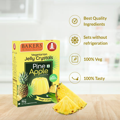 BAKERS Jelly Crystals Pineapple Flavour Pack of 3 (90 gm x 3)