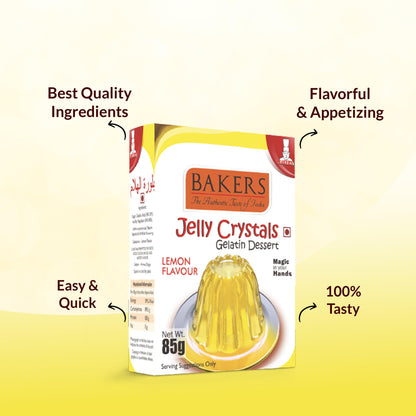 BAKERS Jelly Crystals (Gelatin Dessert) Lemon Flavour Pack of 3 (85 gm x 3) - Global Plugin