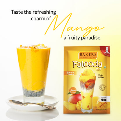 BAKERS Falooda Mix Powder Mango Flavour Pack of 3 (200 gm x 3) - Global Plugin