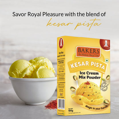 BAKERS Ice Cream Mix Powder Kesar Pista Flavour Pack of 3 (100 gm x 3) - Global Plugin