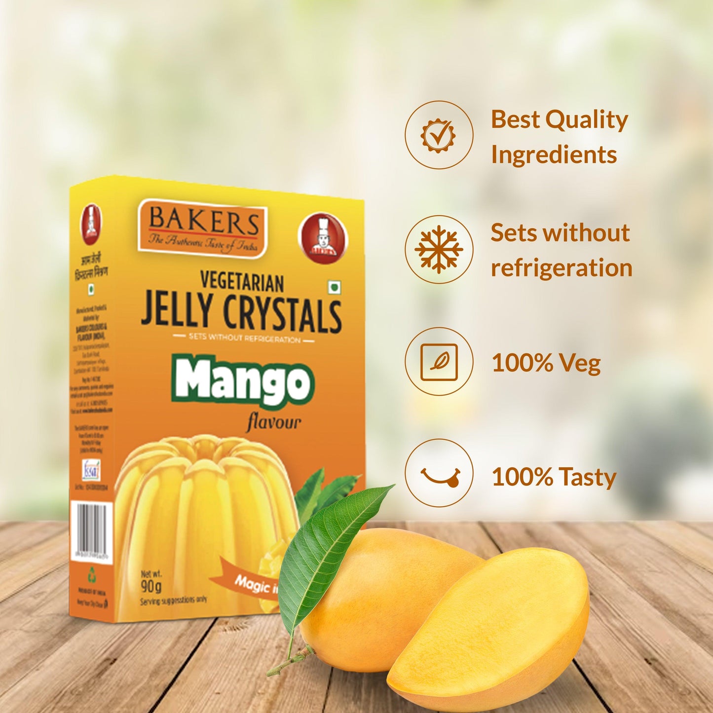 BAKERS Jelly Crystals Mango Flavour Pack of 3 (90 gm x 3) - Global Plugin