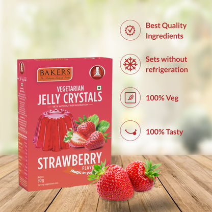 BAKERS Jelly Crystals Strawberry Flavour Pack of 3 (90 gm x 3) - Global Plugin