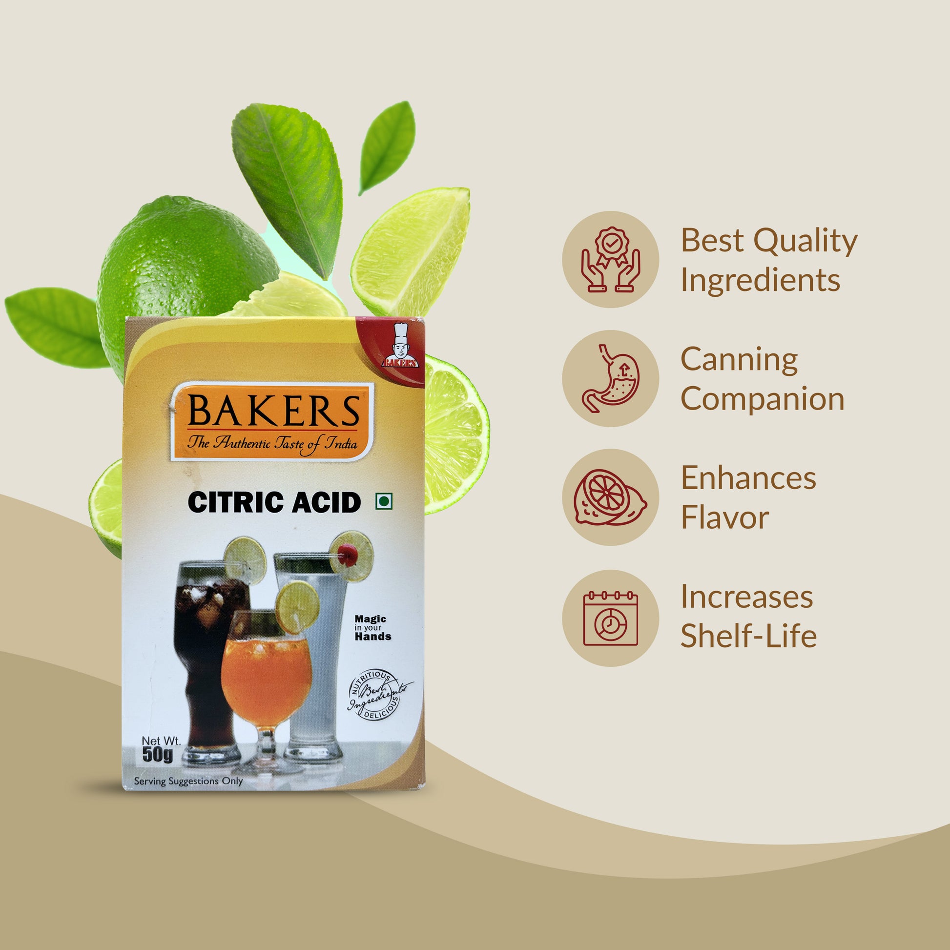 BAKERS Citric Acid Pack of 3 (50 gm x 3) - Global Plugin