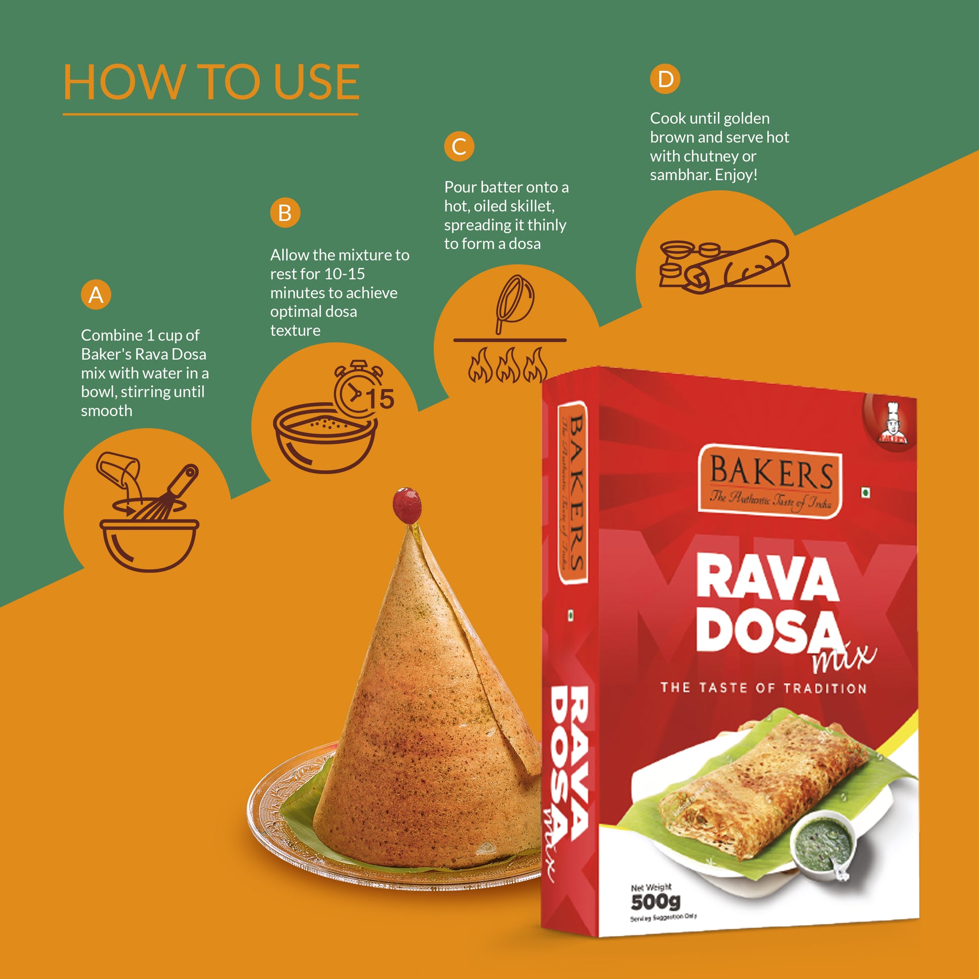 BAKERS Rava Dosa Mix Pack of 3 (500 gm x 3) - Global Plugin