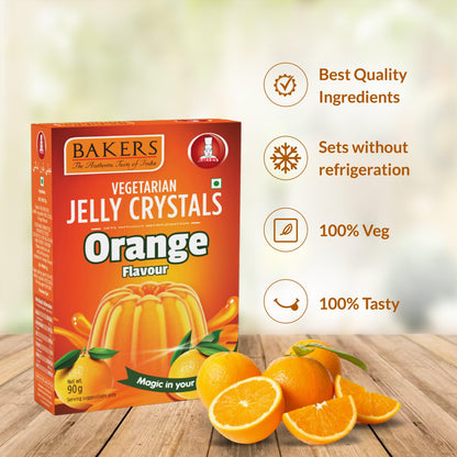 BAKERS Jelly Crystals Orange Flavour Pack of 3 (90 gm x 3) - Global Plugin