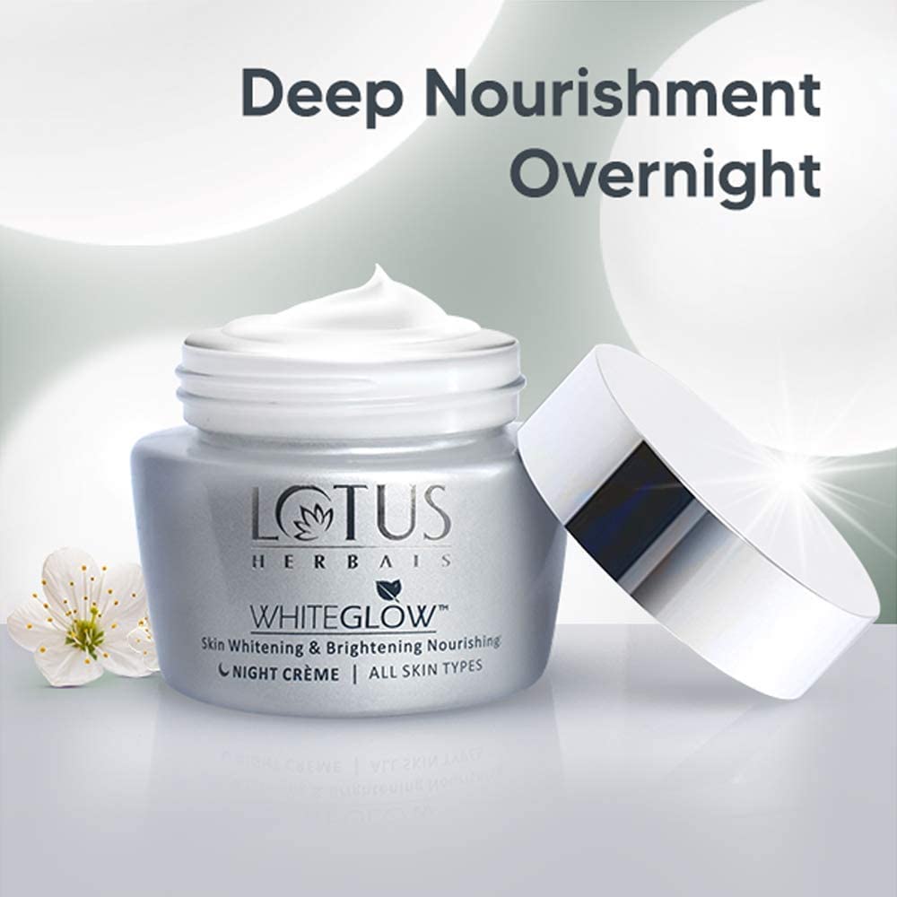 Lotus Herbals Whiteglow Skin Whitening & Brightening Nourishing Night Cream 60g With Oil Control Face Wash 50ml