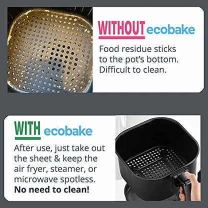 Oddy Ecobake+ Non-Stick Baking Paper for Steamer, Airfryer & More - Perforated, 7 Inch Square, 120 Pcs, White