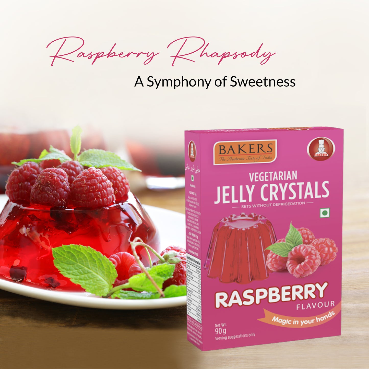 BAKERS Jelly Crystals Raspberry Flavour Pack of 3 (90 gm x 3) - Global Plugin