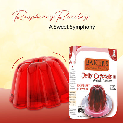 BAKERS Jelly Crystals (Gelatin Dessert) Raspberry Flavour Pack of 3 (85 gm x 3)