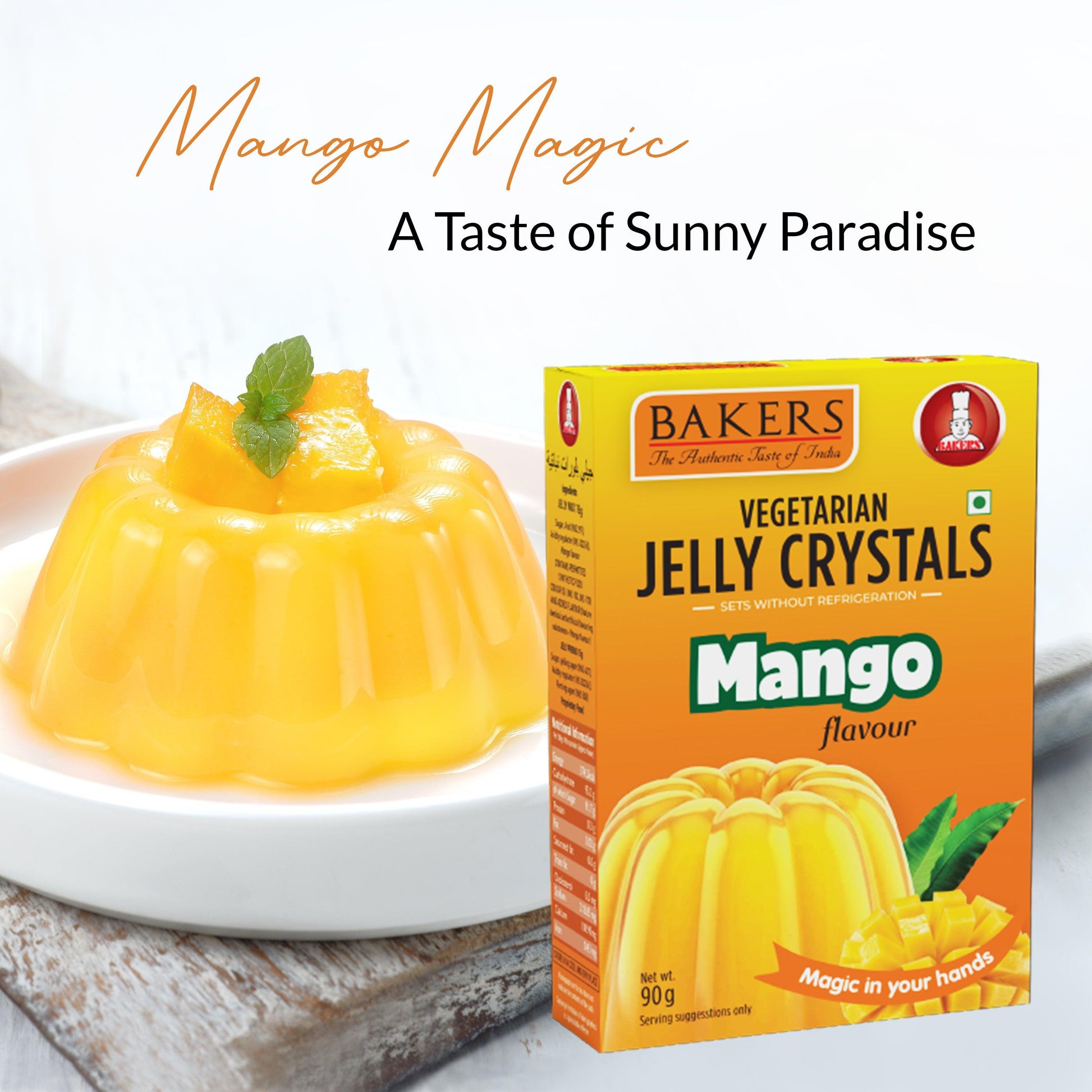 BAKERS Jelly Crystals Mango Flavour Pack of 3 (90 gm x 3) - Global Plugin