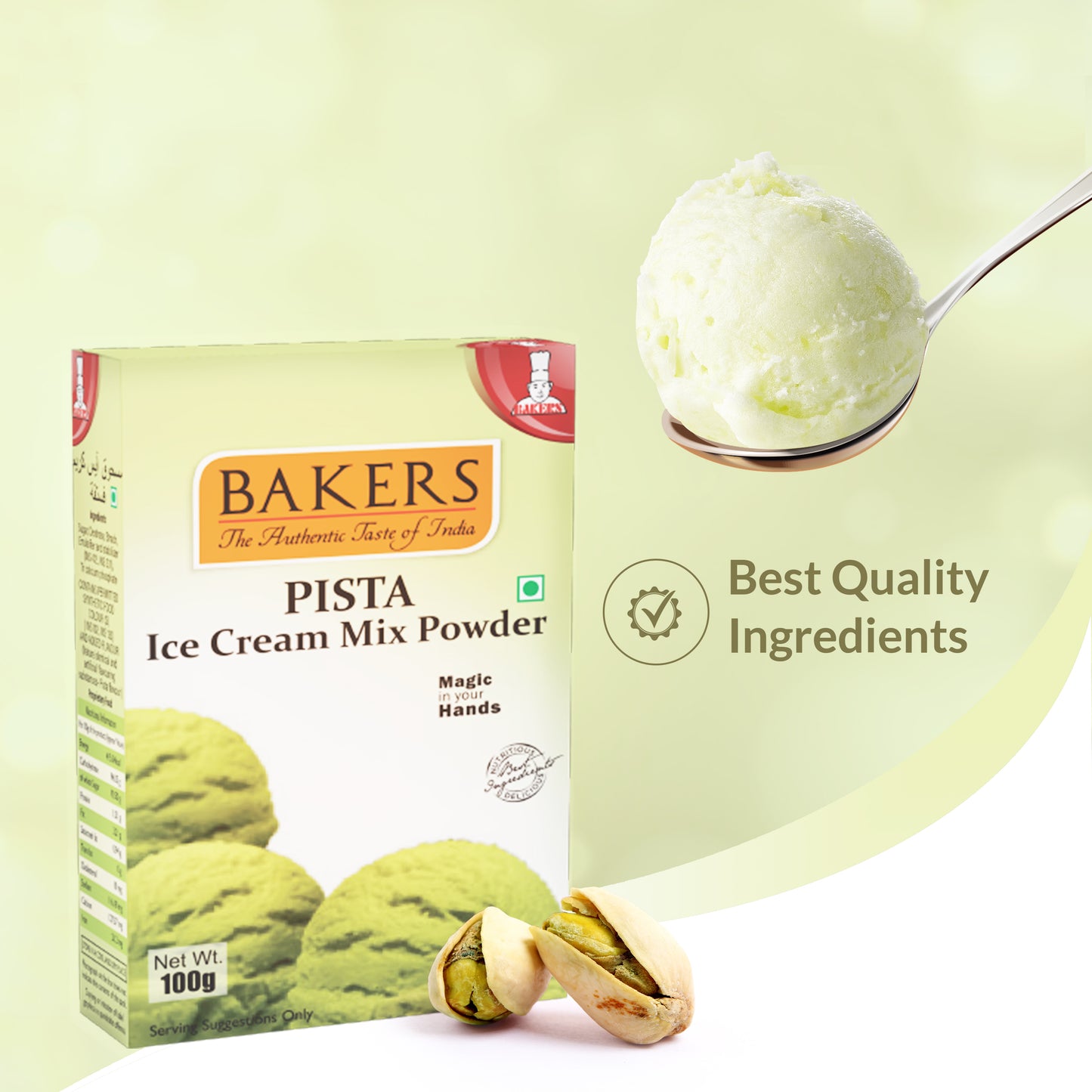 BAKERS Ice Cream Mix Powder Pista Flavour Pack of 3 (100 gm x 3) - Global Plugin