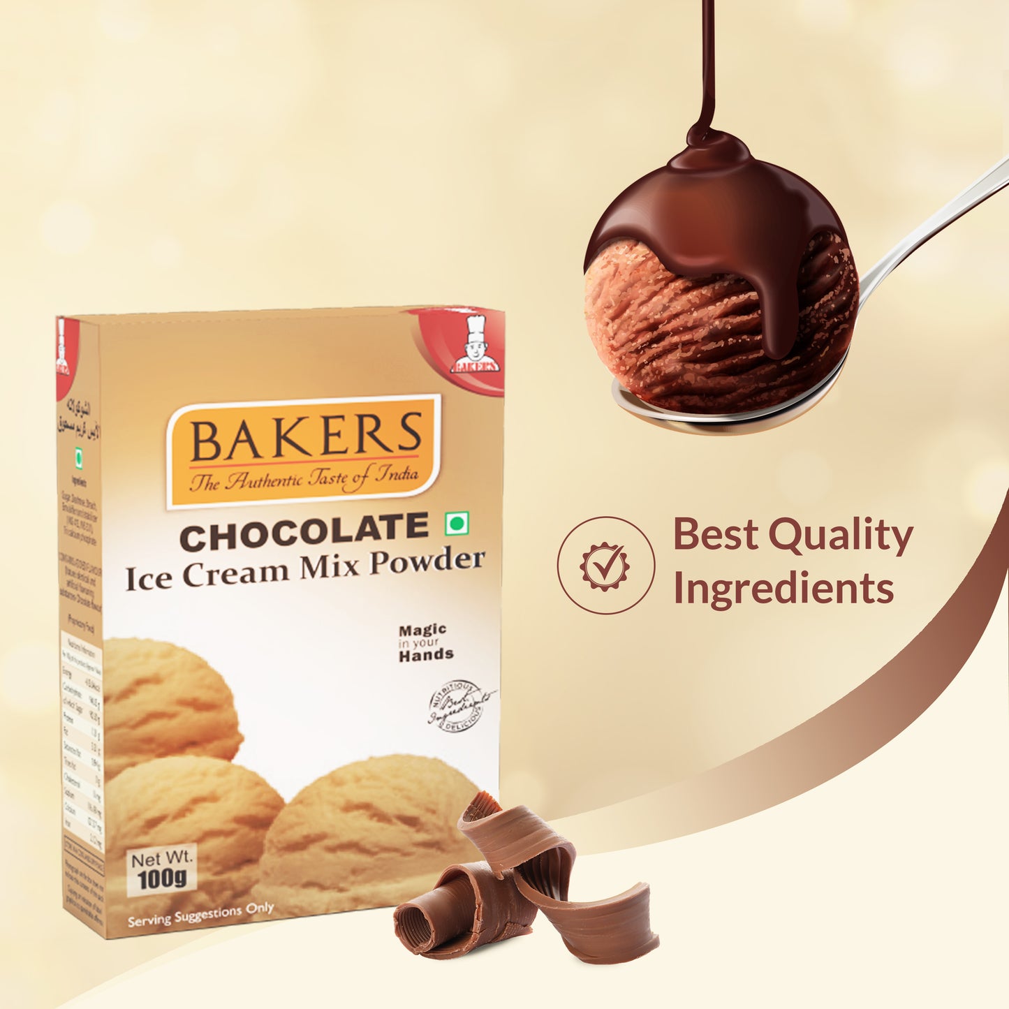 BAKERS Ice Cream Mix Powder Chocolate Flavour Pack of 3 (100 gm x 3) - Global Plugin