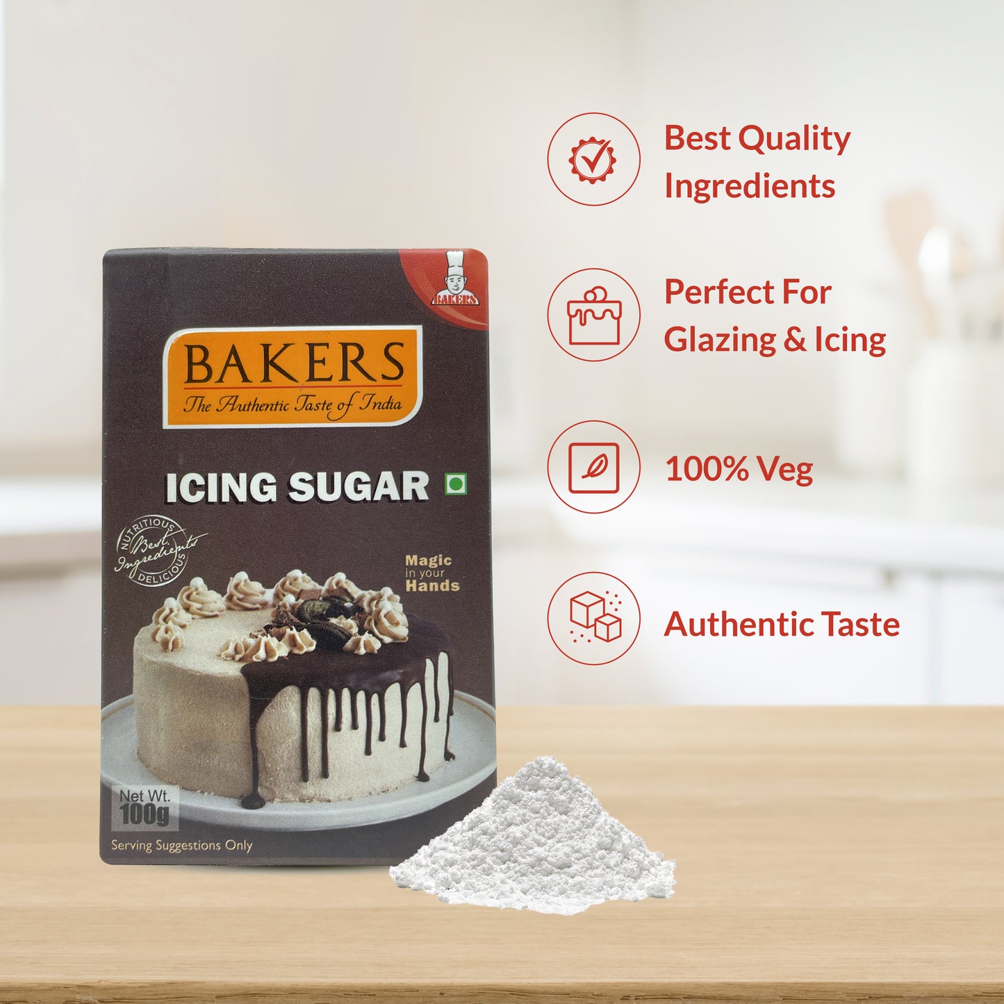 BAKERS Icing Sugar Pack of 3 (100 gm x 3) - Global Plugin